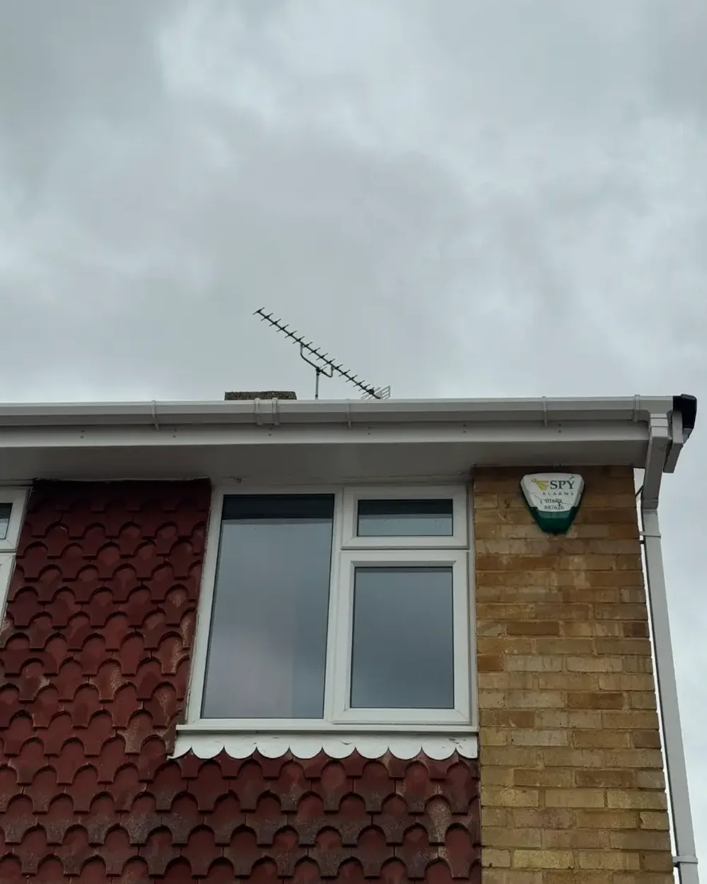 The same gutters, fascias and soffits scrubbed back to clean white uPVC